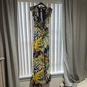 Anthropologie Yellow and Navy romper